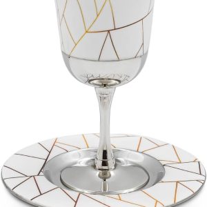 Godinge Kiddush Cup with Gold Accents – For Shabbat, Religious Ceremonies, and Special Occasions – Stainless Steel