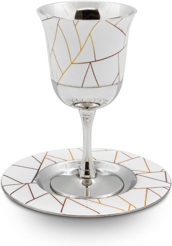 Godinge Kiddush Cup with Gold Accents – For Shabbat, Religious Ceremonies, and Special Occasions – Stainless Steel