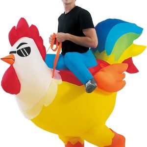 KOOY Inflatable Costume Adult, Chicken Costume, Inflatable Costumes Women Men, Ride On Rooster Costume, Fancy Funny Chicken Costumes Blow up Costumes