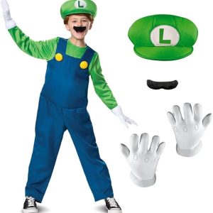 Nintendo Super Mario Brothers Boys Luigi Deluxe Costume