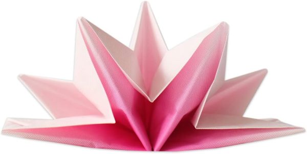 Star Shaped Origami Dinner Napkins in Gradient Pink & White (Disposable) - 12 Pack, 23" x 15", 3-Ply Paper - Style Name: Pop Gaze