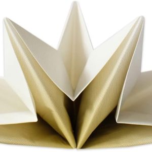 Star Shaped Origami Dinner Napkins in Gradient Gold & White (Disposable) - 12 Pack, 23" x 15", 3-Ply Paper - Style Name: Pop Gaze