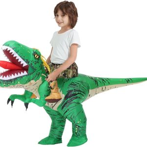 Kids Inflatable Dinosaur Costume Halloween Blow up Costume Riding T-rex Funny Costume for Party