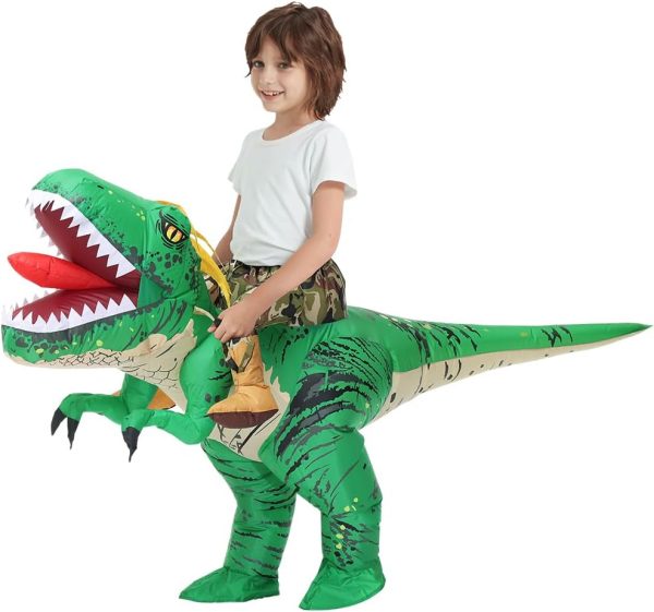 Kids Inflatable Dinosaur Costume Halloween Blow up Costume Riding T-rex Funny Costume for Party