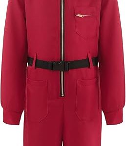 ReliBeauty Red Jumpsuit Kids Carnival, Cosplay Costume for Kids