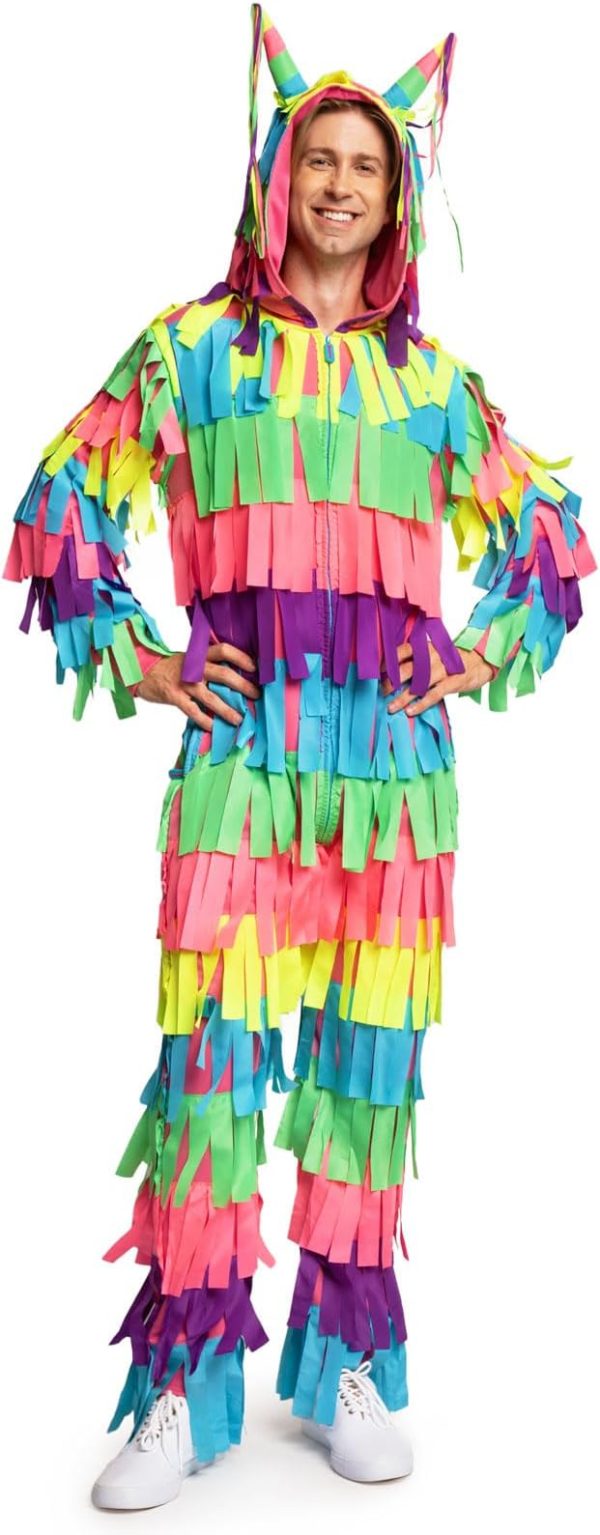 Tipsy Elves Halloween Costumes for Men - Bright Multicolored Pinata Jumpsuit Funny Halloween Costume Adult Onesie