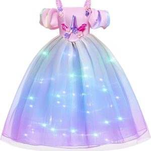 Minetom Princess Dresses for Girls Halloween Costume Light up Princess Dress up Clothes