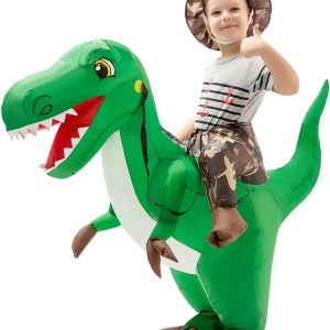 GOOSH Inflatable Dinosaur Costume Kids 48IN Halloween Blow up Costumes for Boys Girls Riding T Rex Air Costume for Party