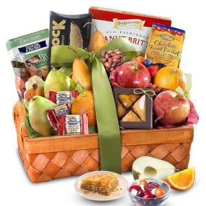 GreatFoods Kosher Fruit and Sweets Deluxe Gift Basket, Kosher Food Gifts