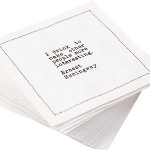 Five Star Napkins Bar Quotes, White Cotton Cocktail Napkins, Beverage Napkins, Bar Napkins, Cloth Napkins, Party Napkins, Events, Holidays, Weddings, Birthdays, Disposable, 4.5" x 4.5"- (50x)