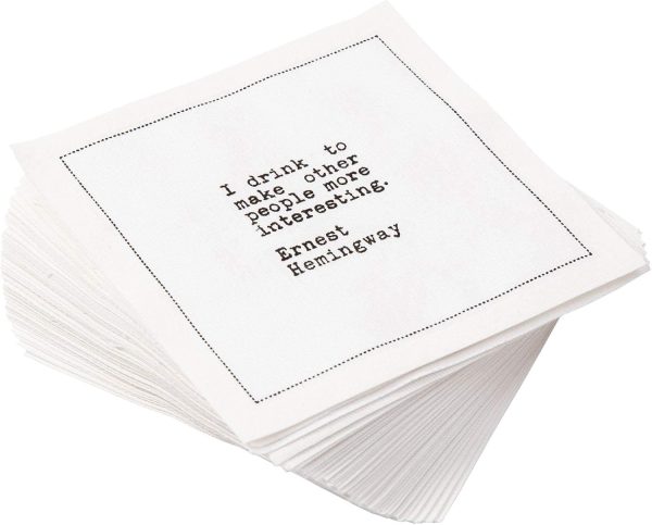Five Star Napkins Bar Quotes, White Cotton Cocktail Napkins, Beverage Napkins, Bar Napkins, Cloth Napkins, Party Napkins, Events, Holidays, Weddings, Birthdays, Disposable, 4.5" x 4.5"- (50x)