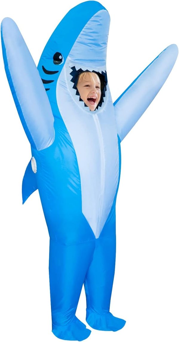 Inflatable Shark Costume Kids, Halloween Shark Inflatable Costumes Funny Blow up Costume for Boys Girls