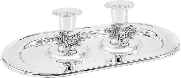The Dreidel Company Shabbat Candlesticks Candle Holders Silver Plated, 2 Candlesticks Set