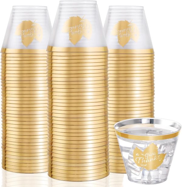 DaYammi 100 Pack 10oz Pink Plastic Cups Premium Disposable Pink with Silver Glitter Plastic Cups for Martini and Cocktail, Hard Pink Plastic Cups Perfect for Fancy Wedding, Valentine's day Party Cups