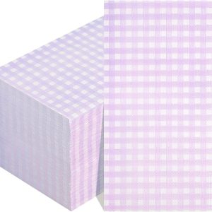 WDF 150Pack Purple Checkered Napkins - 3 Ply Disposable Purple and White Gingham Napkins Guest Napkins, Dinner Napkins Paper for Bathroom Picnic BBQ Birthday
