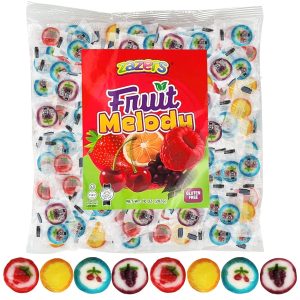 Fruit Slices Candy Individually Wrapped - Fruit Melody Hard Candy Assortment in Bulk Variety Fruity Flavors - Individually Wrapped Small Candy Fruit Slices, Great for Office, Reception, Buffet, Gluten Free, Kosher - 10 Oz