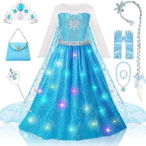 Meland Princess Dresses for Girls - Princess Costume with Long Cape for Girls Age 3-10 Year Old for Birthday Halloween Party