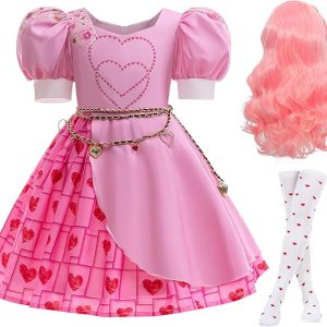Kids Rise Red Costume Girls Bridget Pink Princess Dress Movie Cosplay Halloween Outfit