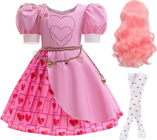 Kids Rise Red Costume Girls Bridget Pink Princess Dress Movie Cosplay Halloween Outfit