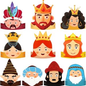 30 Pcs Purim Story Character, Paper Hats Purim Jewish Party Decoration Headbands Purim Day Craft Kit Purim Party Favors Gift for Festival Holiday Decor Games Jewish Activity Party Supply
