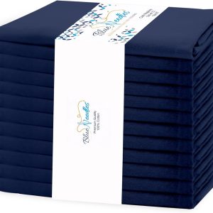Navy Blue Cloth Napkins - 100% Cotton Set of 12 Dinner Napkins 18x18 inches - Soft, Reusable and Washable Linen Napkins, Ideal for Events, Parties & Everyday Use