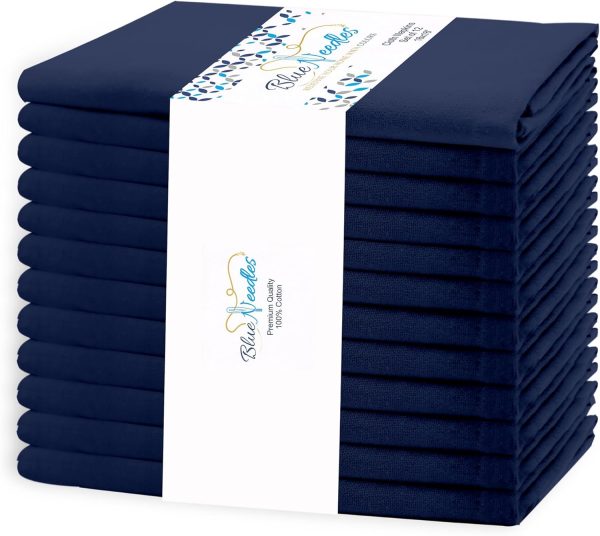 Navy Blue Cloth Napkins - 100% Cotton Set of 12 Dinner Napkins 18x18 inches - Soft, Reusable and Washable Linen Napkins, Ideal for Events, Parties & Everyday Use