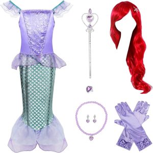 Mermaid Costume for Girls 3-12 - Princess Dresses with Accessories - Ideal Little Mermaid Dress Up Set for Girls