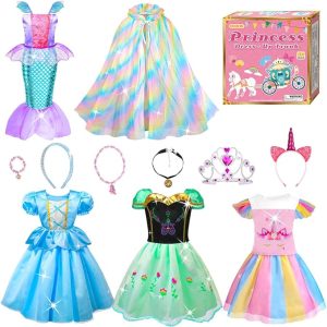 Meland Princess Dress Up - Dress Up Clothes for Girls with Toys,Christmas Birthday Gift for Toddler Girls 3,4,5,6,7,8 Years