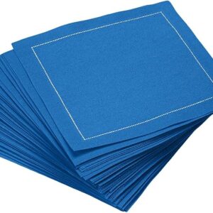 Five Star Napkins Luxury Cotton Cloth Cocktail Napkins - Bar Napkins, Party Napkins, Beverage Napkins, Events, Holiday, Wedding, Birthday, Parties - 4.5" x 4.5" - Disposable (50 x) Royal Blue