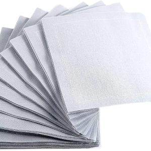 Five Star Napkins Luxury Cotton Cloth Cocktail Napkins - Bar Napkins, Party Napkins, Beverage Napkins, Events, Holiday, Wedding, Birthday, Parties - 4.5" x 4.5" - Disposable (50 x) Pearl Grey