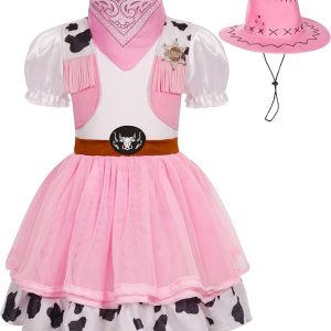 Deluxe Cowgirl Costume for Girls Halloween Western Rodeo Dress Up Outfit Role Play Party for Kids 3-10 Years