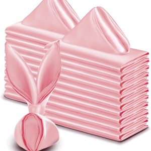 VACVELT 50 Pack Blush Pink Satin Napkins 20x20 Inch Wedding Napkins Bulk, Decorative Elegant Dinner Napkins Square Table Napkins Decor, Silky Satin Cloth Napkins for Restaurant Graduation Party