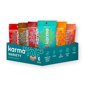 Sample Flavors Variety Pack Cashews by Karma Nuts, Whole, Roasted, Vegan, Non GMO, Gluten Free, Low Carb, Low Calorie, Everyday Nut Snack, 1.5 Ounce (6 Snack Packs)