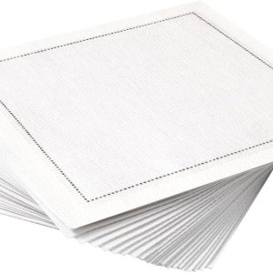 Five Star Napkins Cotton Cocktail Napkins, Beverage Napkin, Bar Napkin, Party Napkins, Small Napkins, Napkins for Events, Holidays, Weddings, Parties 4.5" x 4.5" - Single Use (50 x) White