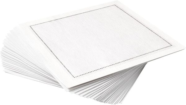 Five Star Napkins Cotton Cocktail Napkins, Beverage Napkin, Bar Napkin, Party Napkins, Small Napkins, Napkins for Events, Holidays, Weddings, Parties 4.5" x 4.5" - Single Use (50 x) White