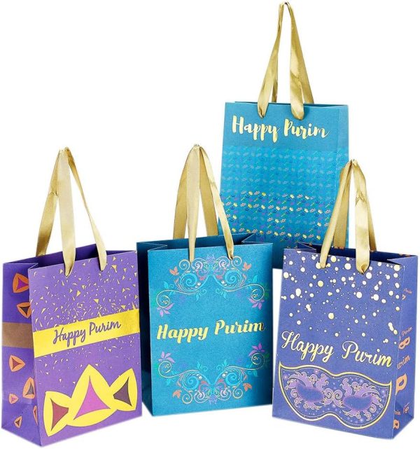 Set of 4 Purim Kraft Gift Bags