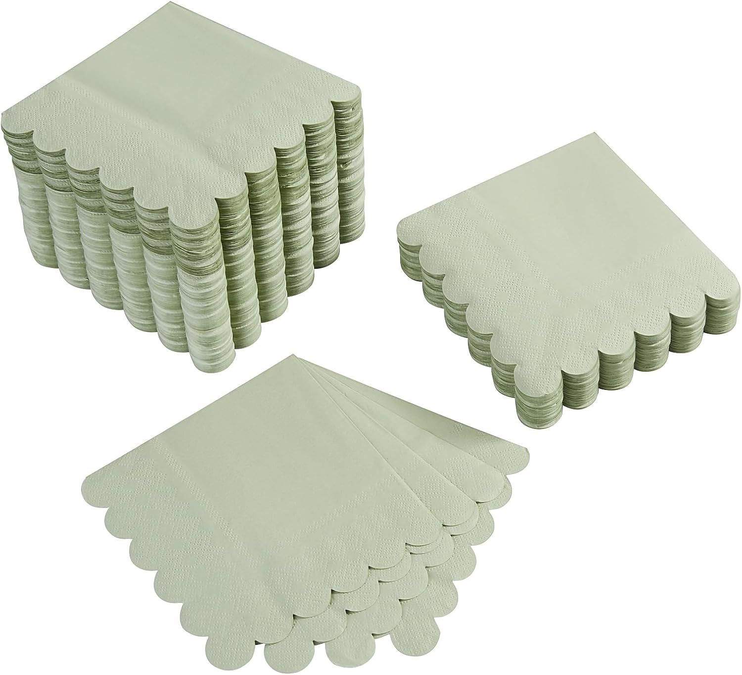 100 Pack Cocktail Napkin 2-Ply Scalloped Edged Dessert Napkins Folded 5 x 5 Inches Disposable Napkins for Dinner Wedding Birthday Party Bridal Anniversary Reception Event (Black)