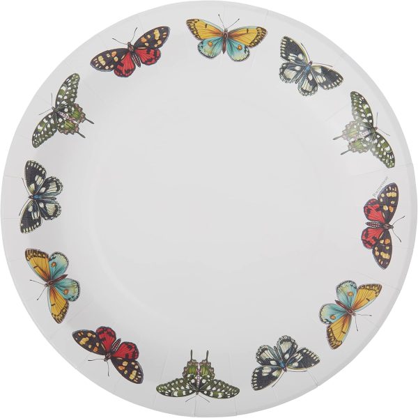 C.R. Gibson Portmeirion Botanical Garden Disposable Paper Dinner Plate Set for Parties, 10.5" Diameter