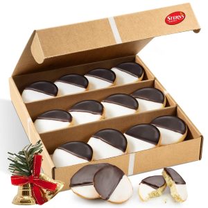 Holiday Gift Box | Gourmet Cookie Gifts | 12 Individually Wrapped Cookies | Prime Delivery | Christmas, Hanukkah, Thanksgiving | Men & Women | Stern’s Bakery ( Black & White Cookies Gift Box)