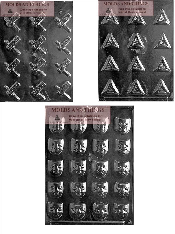 mold Assorted Purim Chocolate Candy Mold With Copywrited molding Instructions Jewish Candy mold