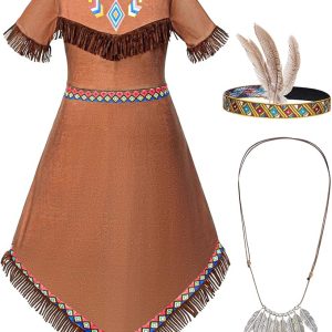 Native American Costume Girls Dress Indigenous American Indians Kids Cosplay 2-12 Years