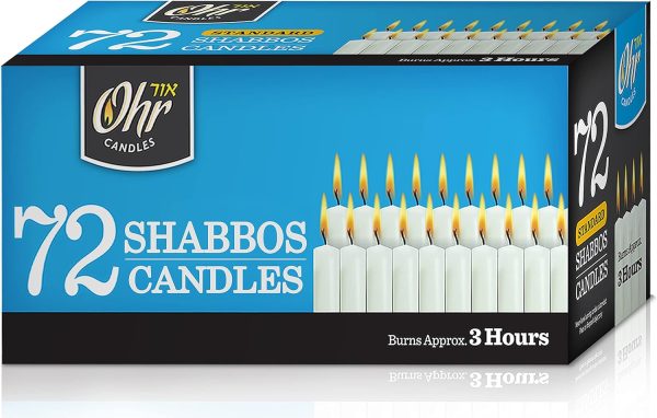 Ner Mitzvah Shabbat Candles - Traditional Shabbos Candles - 3 Hr. - 72 Ct.