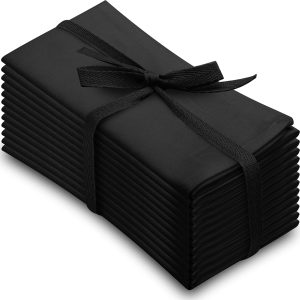 Aunti Em's Kitchen Truly Wrinkle Free Dinner Napkins, Restaurant Quality, Oversized 20 x 20 Inches | Set of 12 (Tuxedo Black)