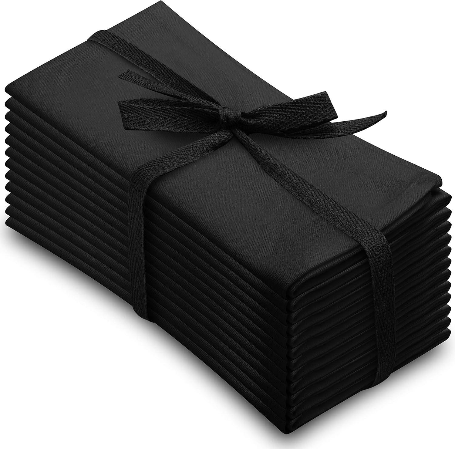 Aunti Em's Kitchen Truly Wrinkle Free Dinner Napkins, Restaurant Quality, Oversized 20 x 20 Inches | Set of 12 (Tuxedo Black)