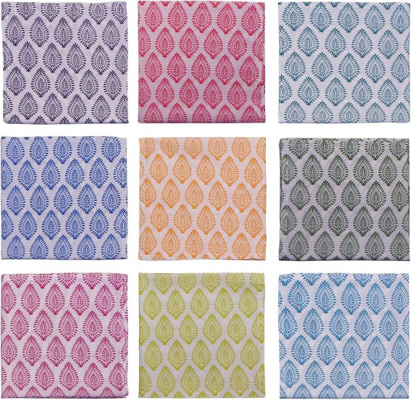 DIYANAIMPEX 10 Pc Cotton Cloth Napkins Hand Block Print Hand Made Size 16x16 Inch Printed Home Decor Indian Eco Friendly Mix Lot Dinner Napkins (Paisley)
