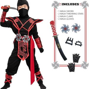 Spooktacular Creations Halloween Ninja Costume Kids, Ninja Dragon Costume Set, Boys Halloween Outfit for DressUp Party