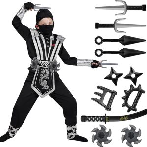 Spooktacular Creations Halloween Ninja Costume for Kids, Boys Ninja Costume, Toddler Ninja Accessories Set for DressUp Party
