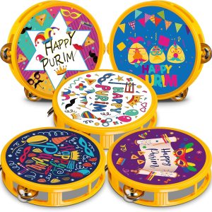 20 Pcs Happy Purim Tambourine Noisemaker, Purim Percussion Musical Instruments Festivities Begin with Noise Maker for Happy Purim Day Party Birthday Supplies