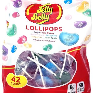 Adams & Brooks Jelly Belly Lollipops 42 Count –Jelly Belly Candy, Classic Jelly Belly Flavors, Individually Wrapped Lollipops, Kosher Candy