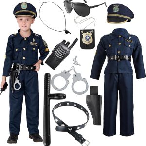 JOYIN Toy Halloween Toddler Police Costume, Police Officer Costume for Boys, Kids Cop Costume with Accessories for DressUp